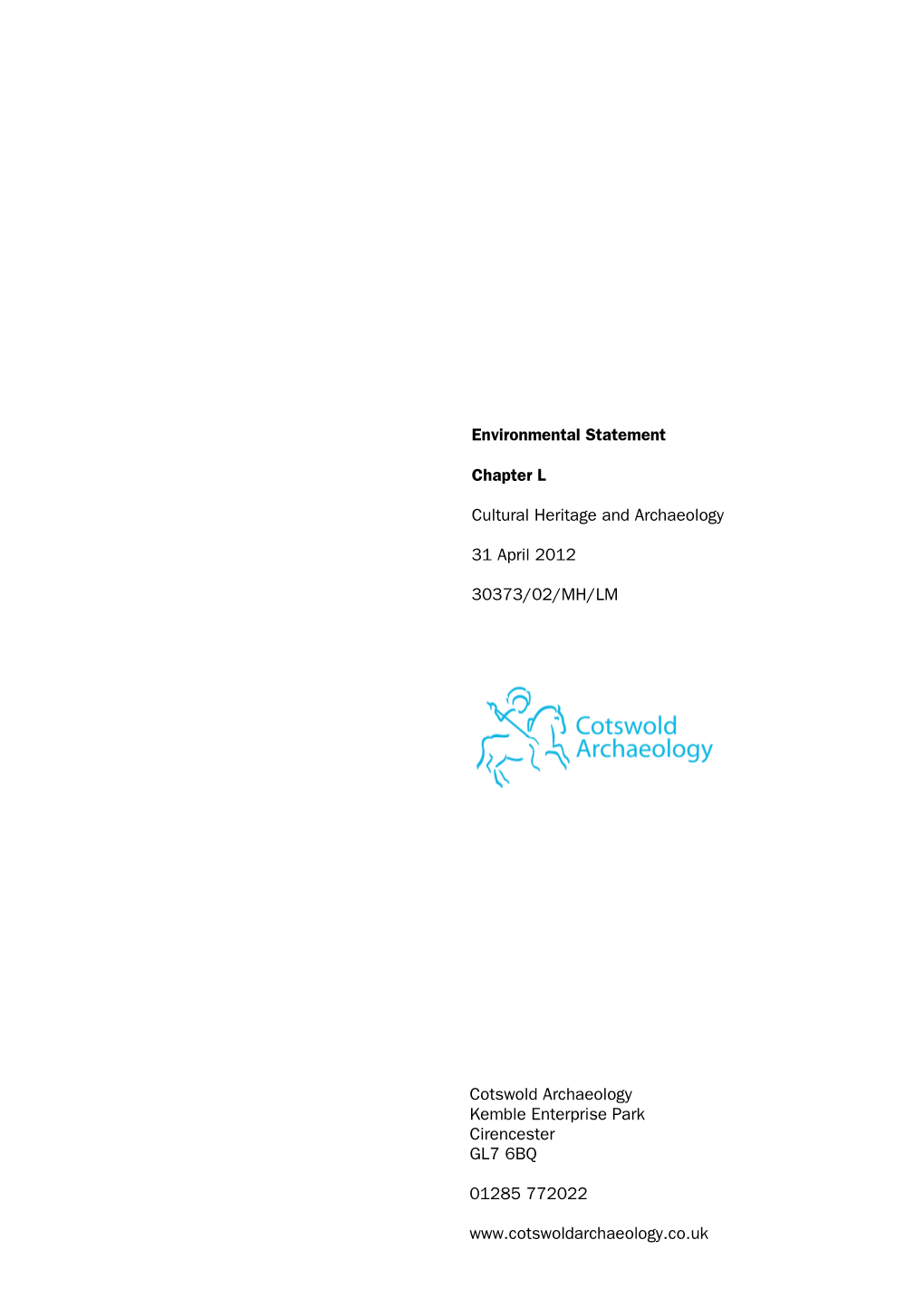 Environmental Statement Chapter L Cultural Heritage and Archaeology