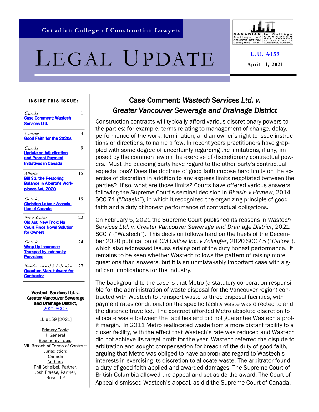 LEGAL UPDATE April 11, 2021