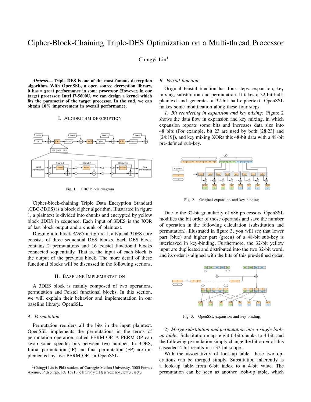 Cipher-Block-Chaining Triple-DES Optimization on a Multi-Thread Processor