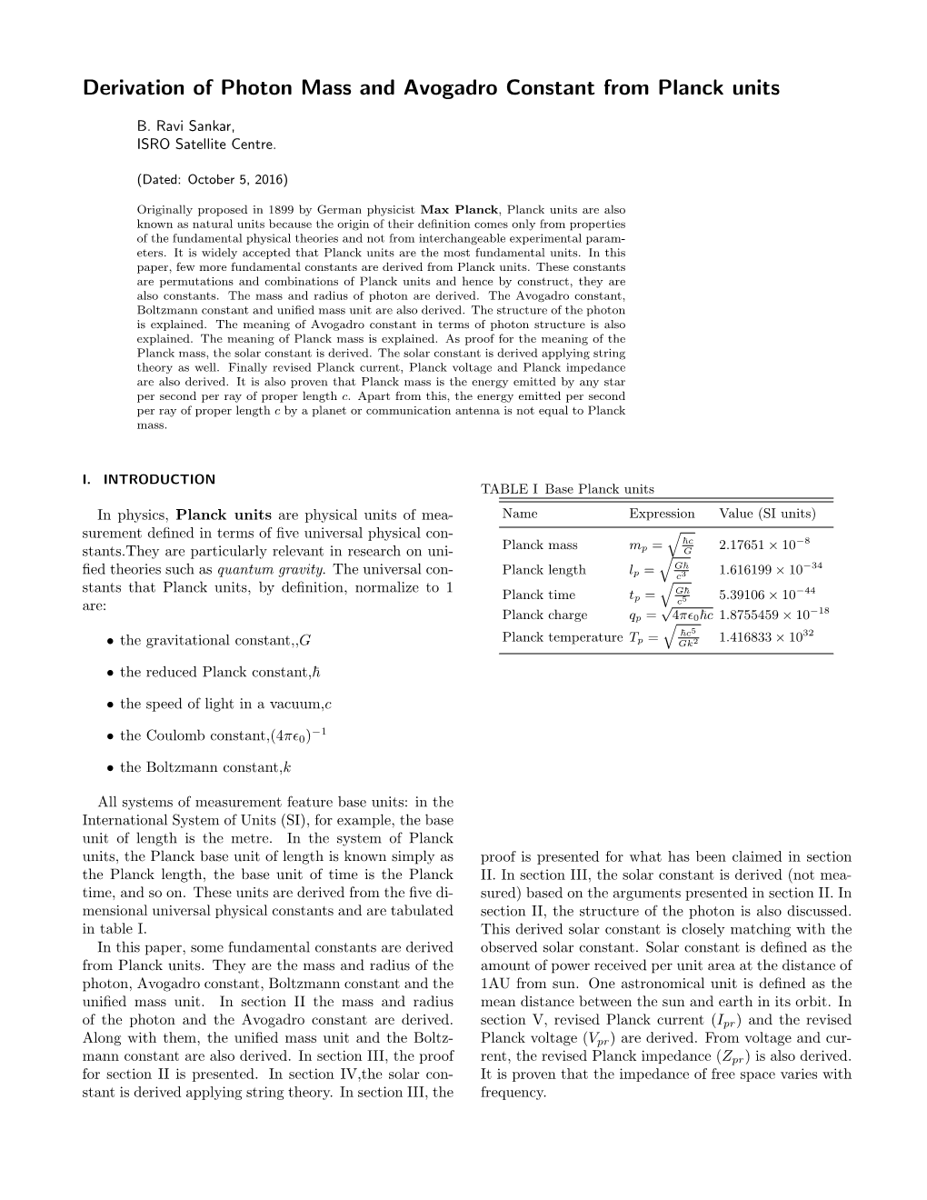 Derivation of Photon Mass and Avogadro Constant from Planck Units