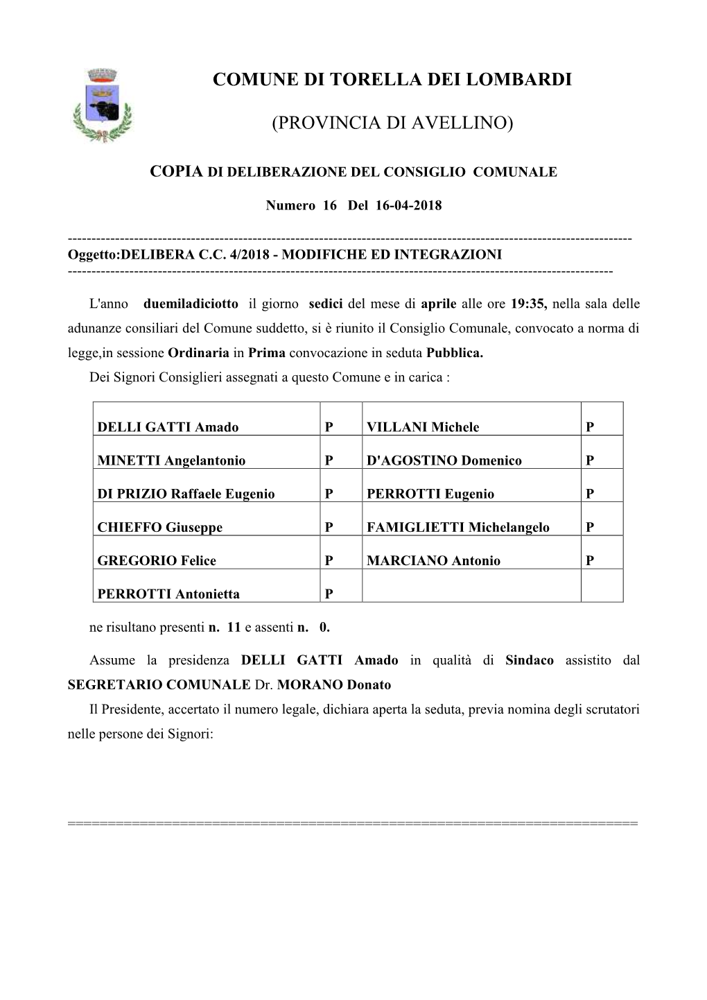 Comune Di Torella Dei Lombardi (Provincia Di Avellino)