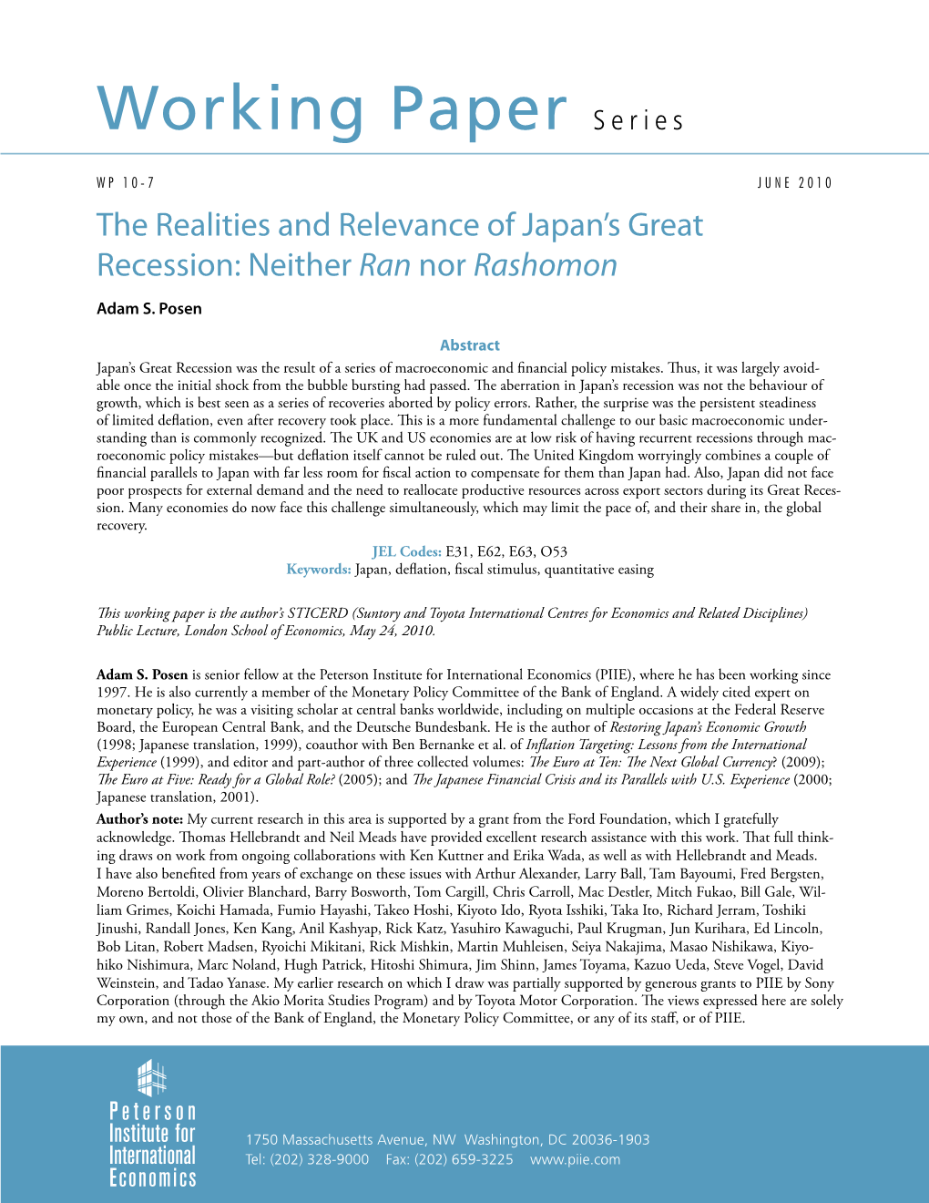 The Realities and Relevance of Japan's Great Recession