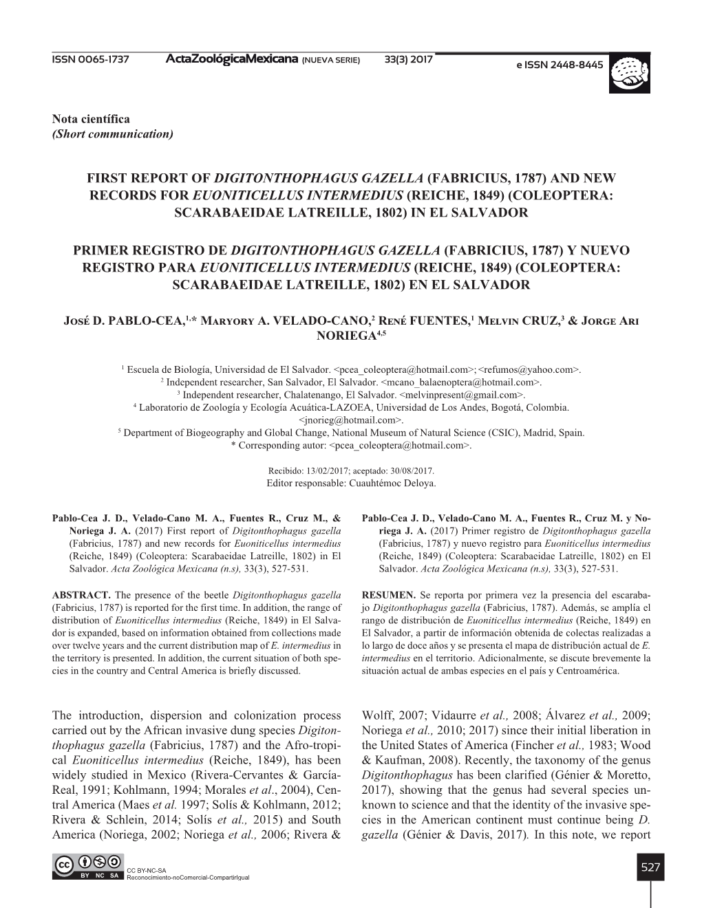 First Report of Digitonthophagus Gazella