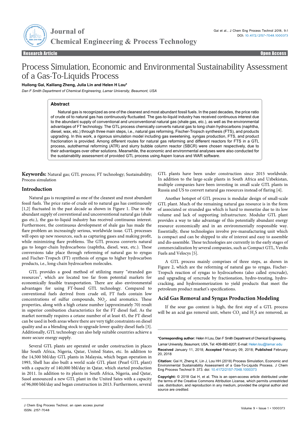 Process Simulation, Economic and Environmental Sustainability