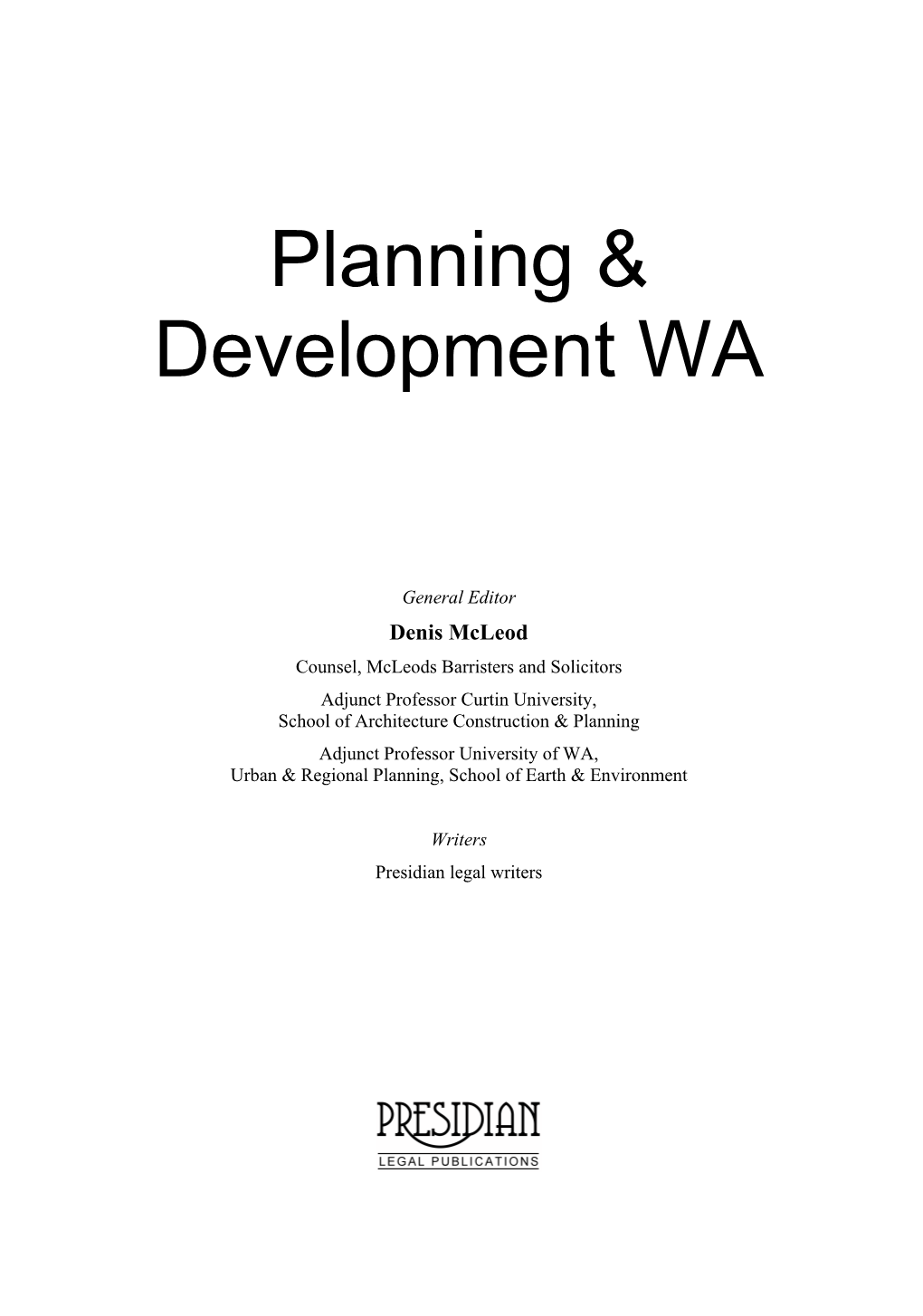 Planning & Development WA