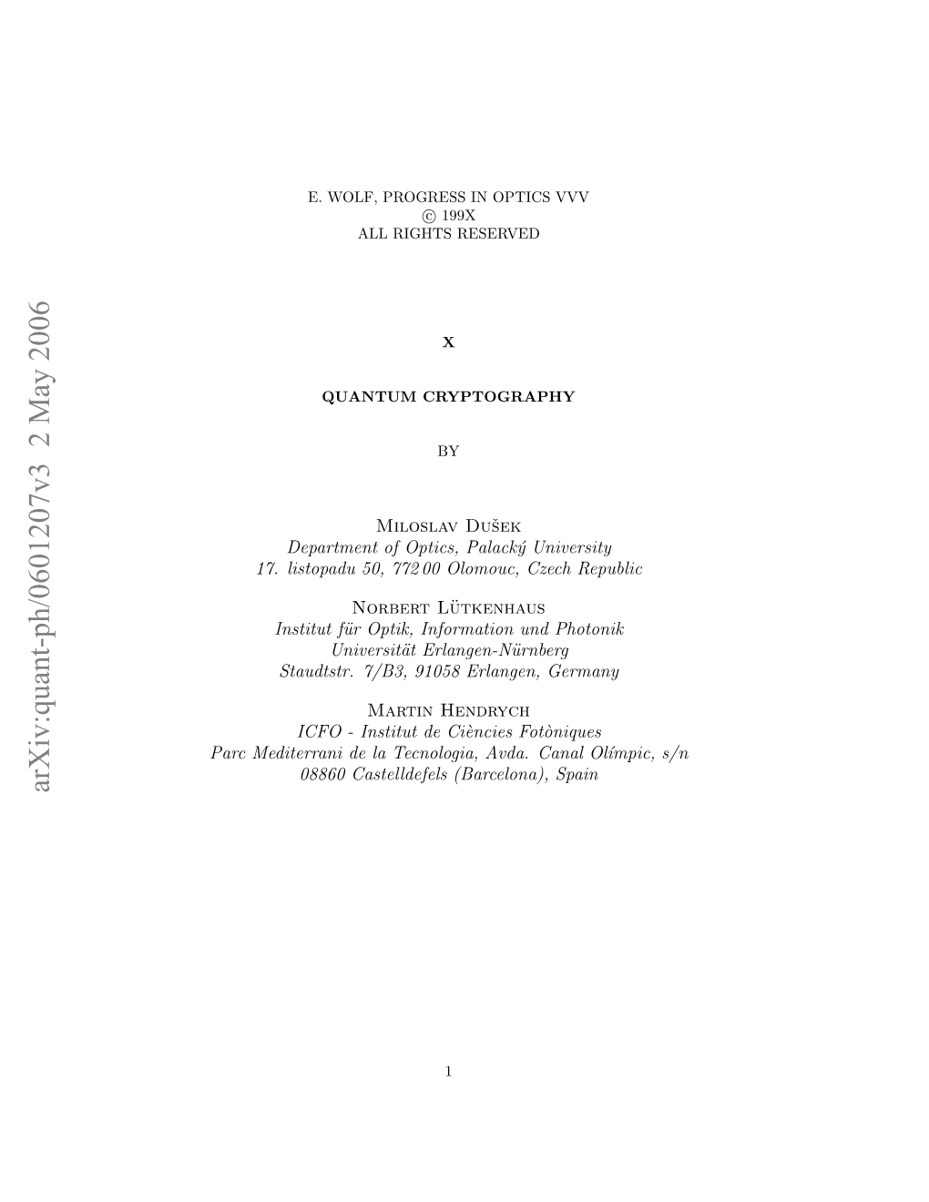 Arxiv:Quant-Ph/0601207V3 2 May 2006 Acmdtraid Atcooi,Ad.Cnlol´Impic, S/ Canal Avda