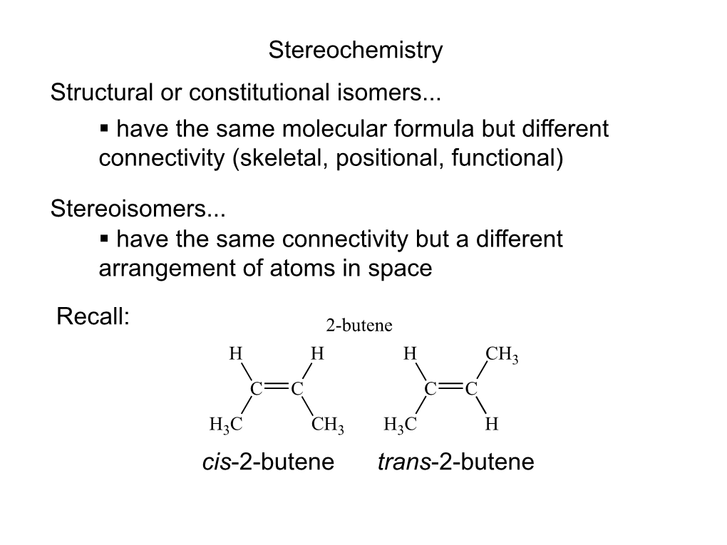 Stereochemistry Structural Or Constitutional Isomers