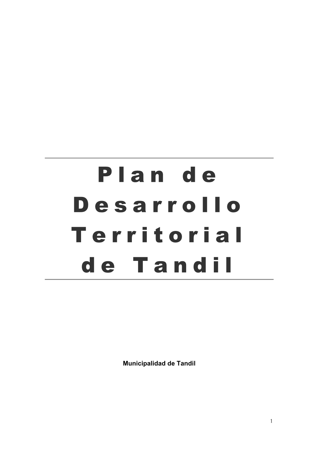 Plan De Desarrollo Territorial De Tandil