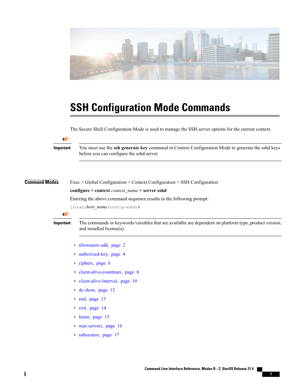 SSH Configuration Mode Commands