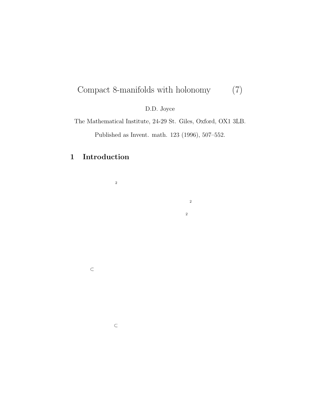 Compact 8-Manifolds with Holonomy Spin(7)