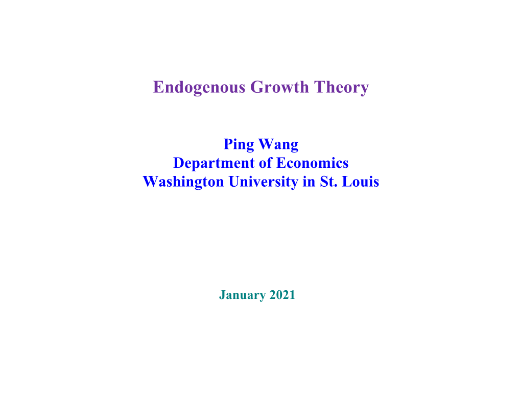 Endogenous Growth Theory