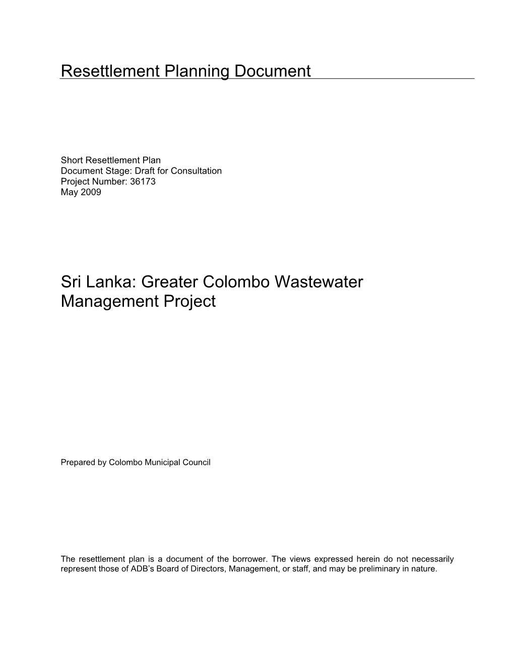 Sri Lanka: Greater Colombo Wastewater Management Project
