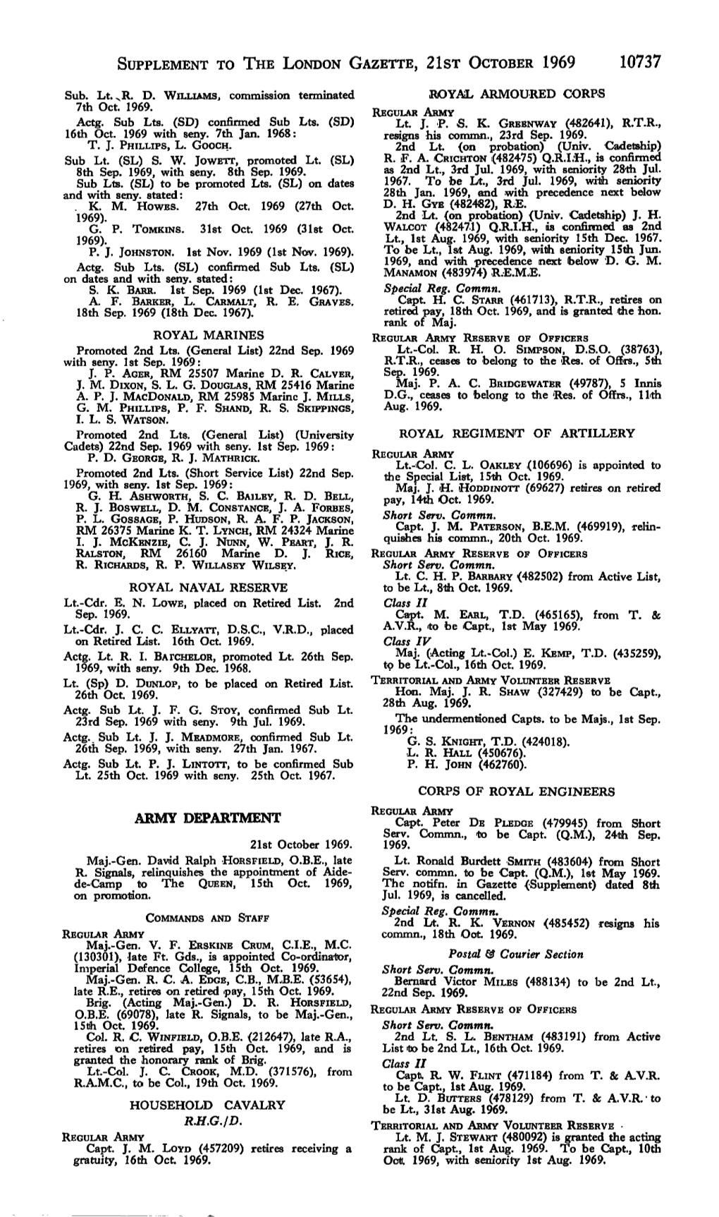SUPPLEMENT to the LONDON GAZETTE, 21St OCTOBER 1969 10737