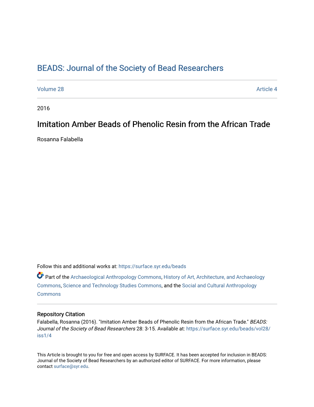 Imitation Amber Beads of Phenolic Resin from the African Trade