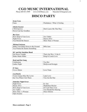 Cgo Music International Disco Party
