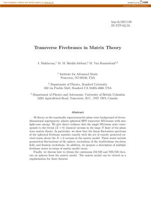 Transverse Fivebranes in Matrix Theory