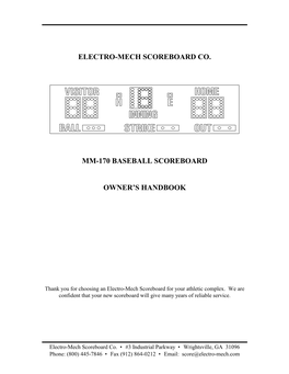 Electro-Mech Scoreboard Co. Mm-170 Baseball