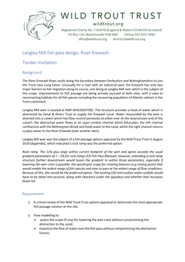 Langley Mill Fish Pass Design, River Erewash Tender Invitation