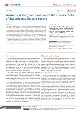 Anatomical Study and Variation of the Anterior Belly of Digastric Muscle: Case Report