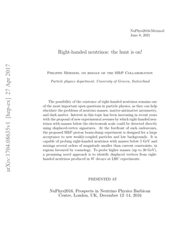 Arxiv:1704.08635V1 [Hep-Ex] 27 Apr 2017