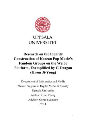 Research on the Identity Construction of Korean Pop Music's Fandom