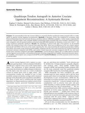 Quadriceps Tendon Autograft in Anterior Cruciate Ligament Reconstruction: a Systematic Review Eoghan T