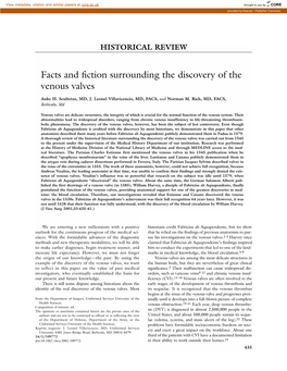 Facts and Fiction Surrounding the Discovery of the Venous Valves