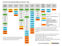 Crude Oil Commodity Map (Effective February 1, 2021)