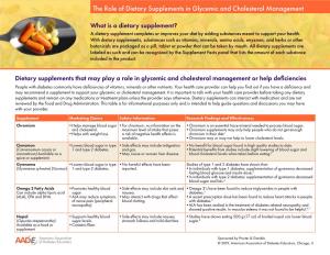 The Role of Dietary Supplements in Glycemic and Cholesterol Management