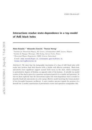 Arxiv: Interactions Resolve State-Dependence in a Toy-Model Of