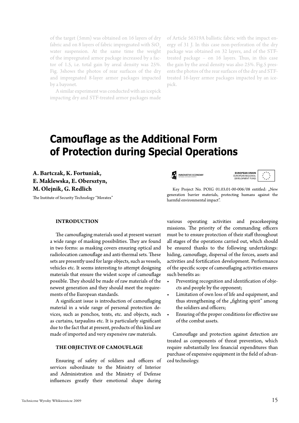 Camouflage As the Additional Form of Protection During Special Operations