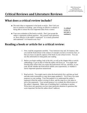 Critical Reviews and Literature Reviews
