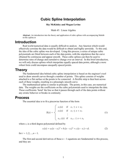 Cubic Spline Interpolation Introduction Theory Process