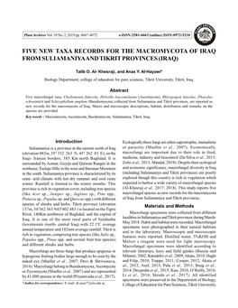 Five New Taxa Records for the Macromycota of Iraq from Suliamaniya and Tikrit Provinces (Iraq)