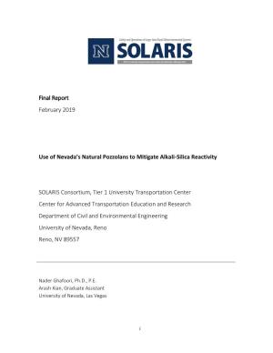 Use of Nevada's Natural Pozzolans to Mitigate Alkali-Silica Reactivity