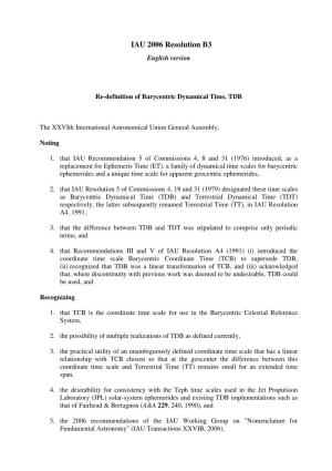 IAU 2006 Resolution B3