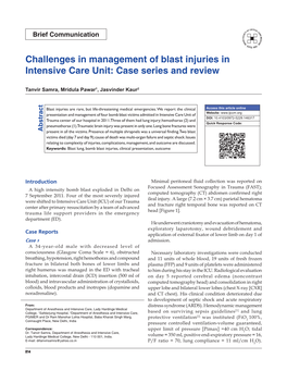 Challenges in Management of Blast Injuries in Intensive Care Unit: Case Series and Review