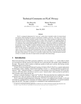 Technical Comments on Floc Privacy
