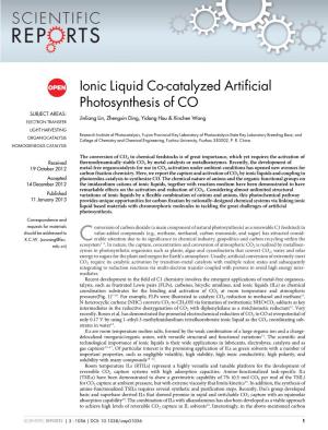Ionic Liquid Co-Catalyzed Artificial Photosynthesis of CO