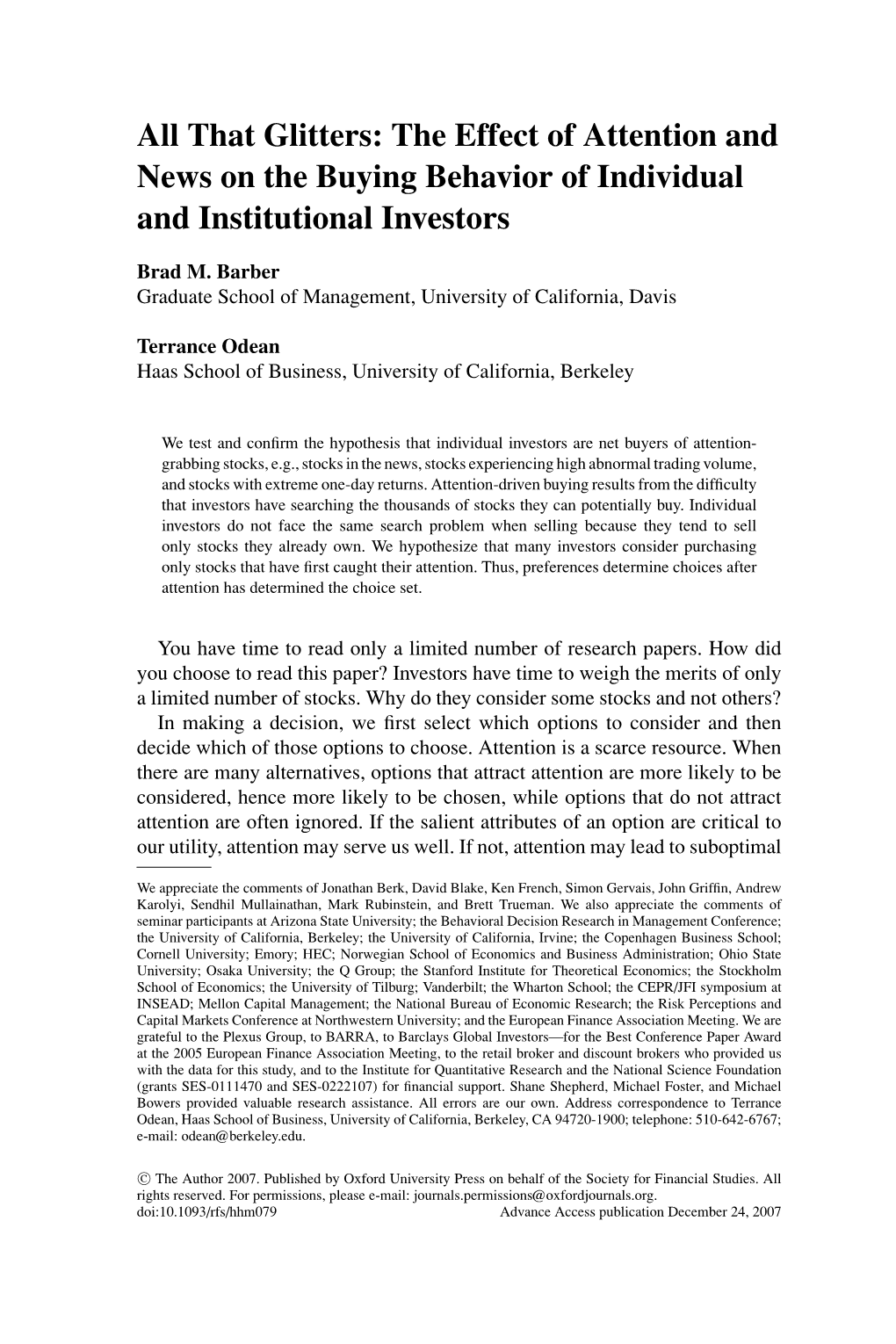 All That Glitters: the Effect of Attention and News on the Buying Behavior of Individual and Institutional Investors