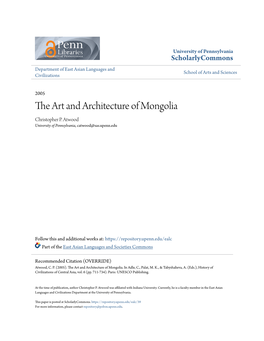 The Art and Architecture of Mongolia Christopher P