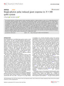 Single-Photon Pulse Induced Giant Response in N &gt; 100 Qubit System