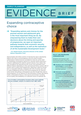 Expanding Contraceptive Choice