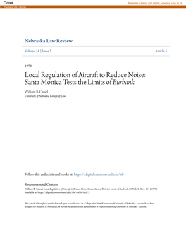 Local Regulation of Aircraft to Reduce Noise: Santa Monica Tests the Limits of Burbank