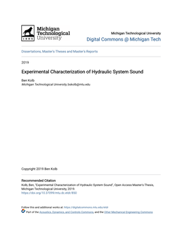 Experimental Characterization of Hydraulic System Sound
