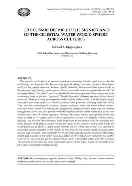 The Cosmic Deep Blue: the Significance of the Celestial Water World Sphere Across Cultures