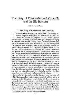 The Piety of Commodus and Caracalla and the Etc Bacta.Ta James H