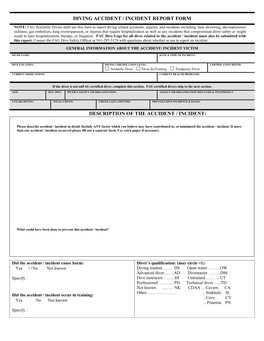 Diving Accident / Incident Report Form