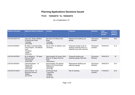 Planning Applications Decisions Issued