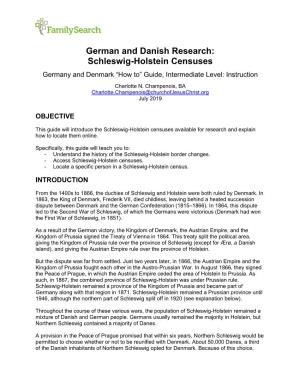 German and Danish Research: Schleswig-Holstein Censuses